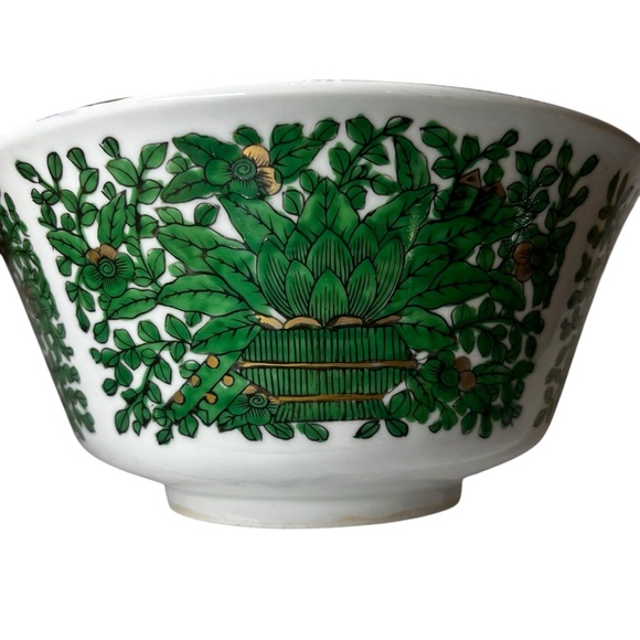 Vintage Gold Imari Serving Bowl Hand Decorated in Green|Gold|White Porcelain - Picture 3 of 12